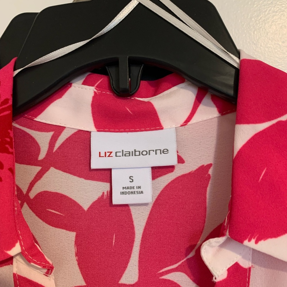 Liz Claiborne Pink Floral Blouse Size Small